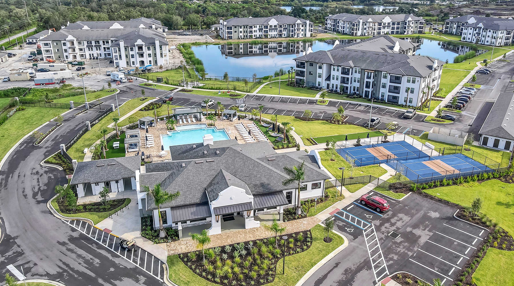 Live Beautifully aerial view of Parkside Punta Gorda property and outdoor amenities
